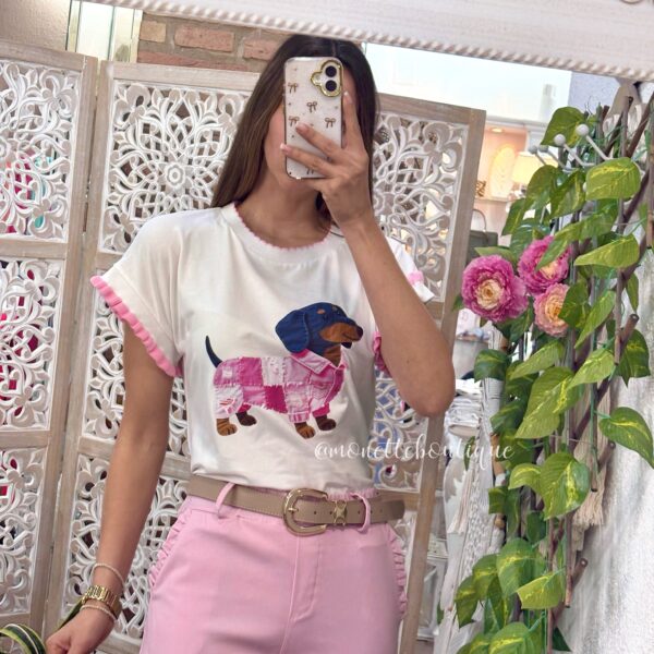 Camiseta perro rosa
