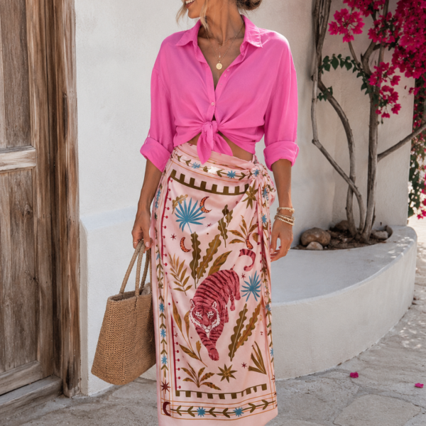 Falda pareo tigre rosa