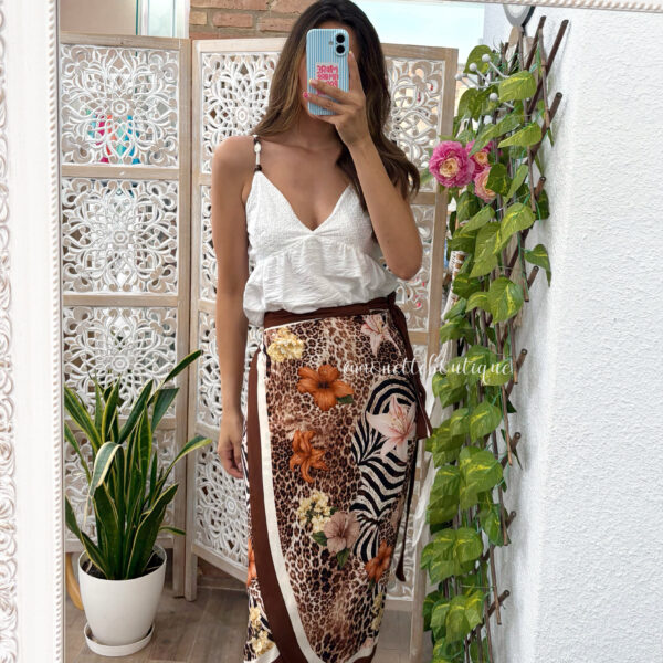 Falda pareo estampada