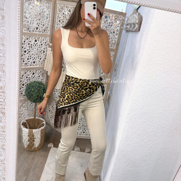 Pañuelo flecos leopardo